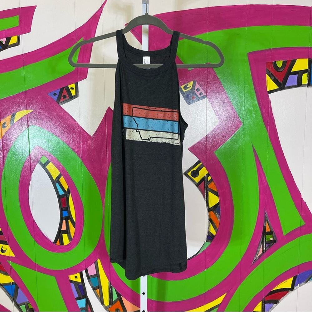 District, Montana Last Best Place Rocker Tank. Size Medium Red White and Blue!